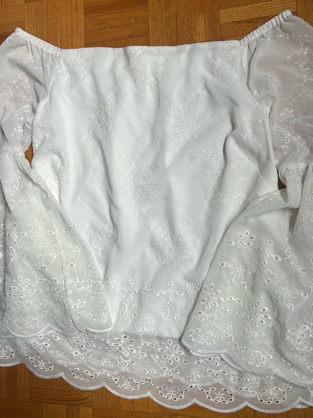 White Off-Shoulder Eyelet Blouse